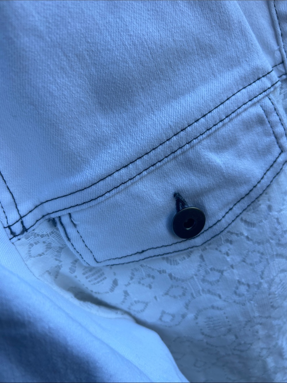 Chelsea & Theodore White Lace-Detail Jean Jacket - Picture 2 of 6